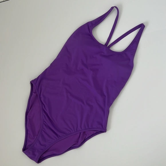 NWOT Purple One-Piece Criss Cross Back Swimsuit - Picture 7 of 8